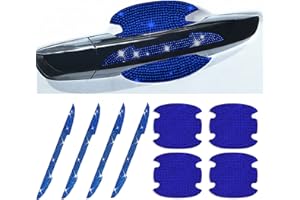 deemars 8Pcs Bling Rhinestone Car Door Handle Stickers Protector, Trim Auto Door Entry Guard Bling Stickers Car Accessories for Women and Men, Universal Car Accessories for All Cars (Blue)
