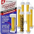 Fly Stick Sticky Fly Traps for Indoors Outdoor 6pk. Non-Toxic Super Sticky Hanging Flies Catcher Paper Tape Strips for Home. 