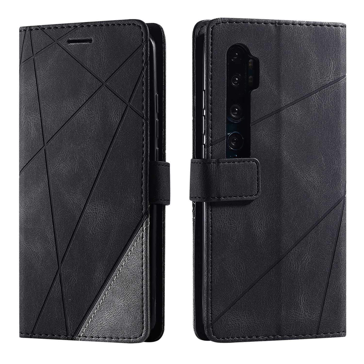 SONWO Case for Xiaomi Note 10 Case, Premium Leather Flip Wallet Case Magnetic Closure Card Slots Kickstand Phone Case for Xiaomi Note 10, Black