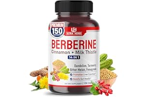 Ultra Herbs Premium Berberine with Cinnamon, Milk Thistle - Promotes Liver Function, Gut Health, Immunity (150 Count (Pack of 1))