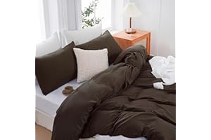 YHJWW Brown Duvet Cover Set Ultra Soft and Comfy 3 Piece Comforter Covers Bedding Set Includes 2 Pillowcases and 1 Duvet-Cove
