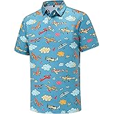 Mens Golf Polo Shirts Short Sleeve Dry Fit Print Performance Moisture Wicking Casual Funny Golf Polo Shirts for Men