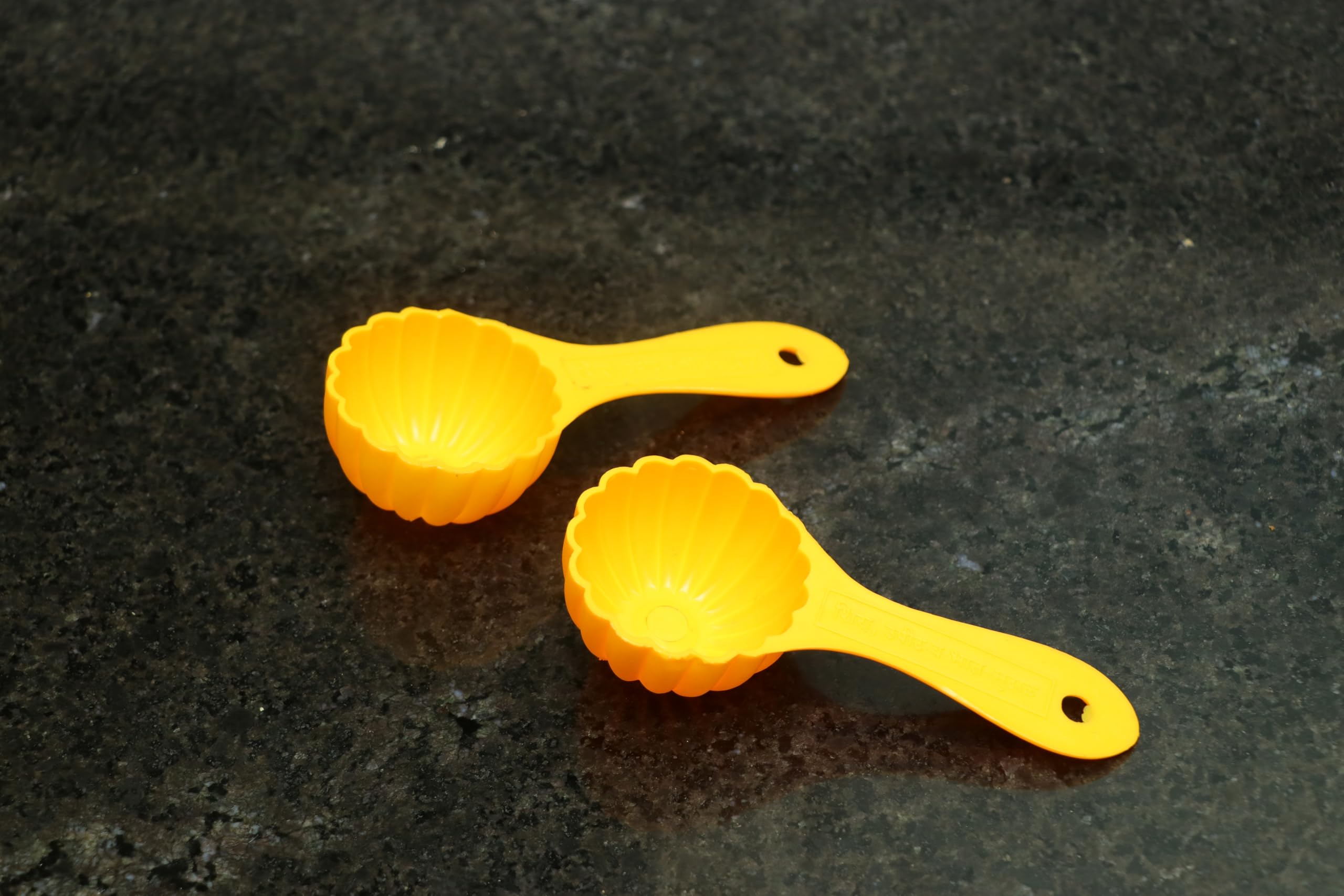 Garden Of Arts Prasad Mud Scoop, Plastic Kitchen Tool Mould/Ladoo Mould SpoonYellow (Pack of 2)