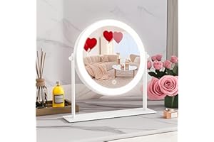 ROLOVE 10"x10" Lighted Makeup Mirror, Vanity Mirror with Lights, Dimmable Touch Screen, Light up Mirror, Portable Travel Mirror, Cosmetic Mirror for Makeup Desk, 360° Rotation, Women Gift