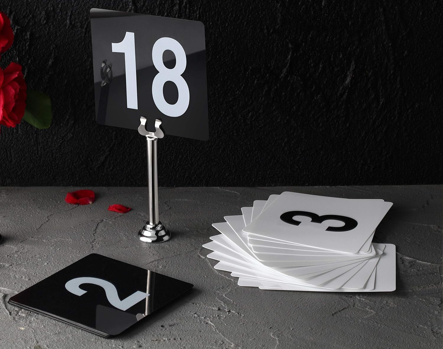 New Star Foodservice 23176 1 to 50-Double Side Plastic Table Numbers, 4 by 4 Black on, White: Place Cards: Kitchen & Dining