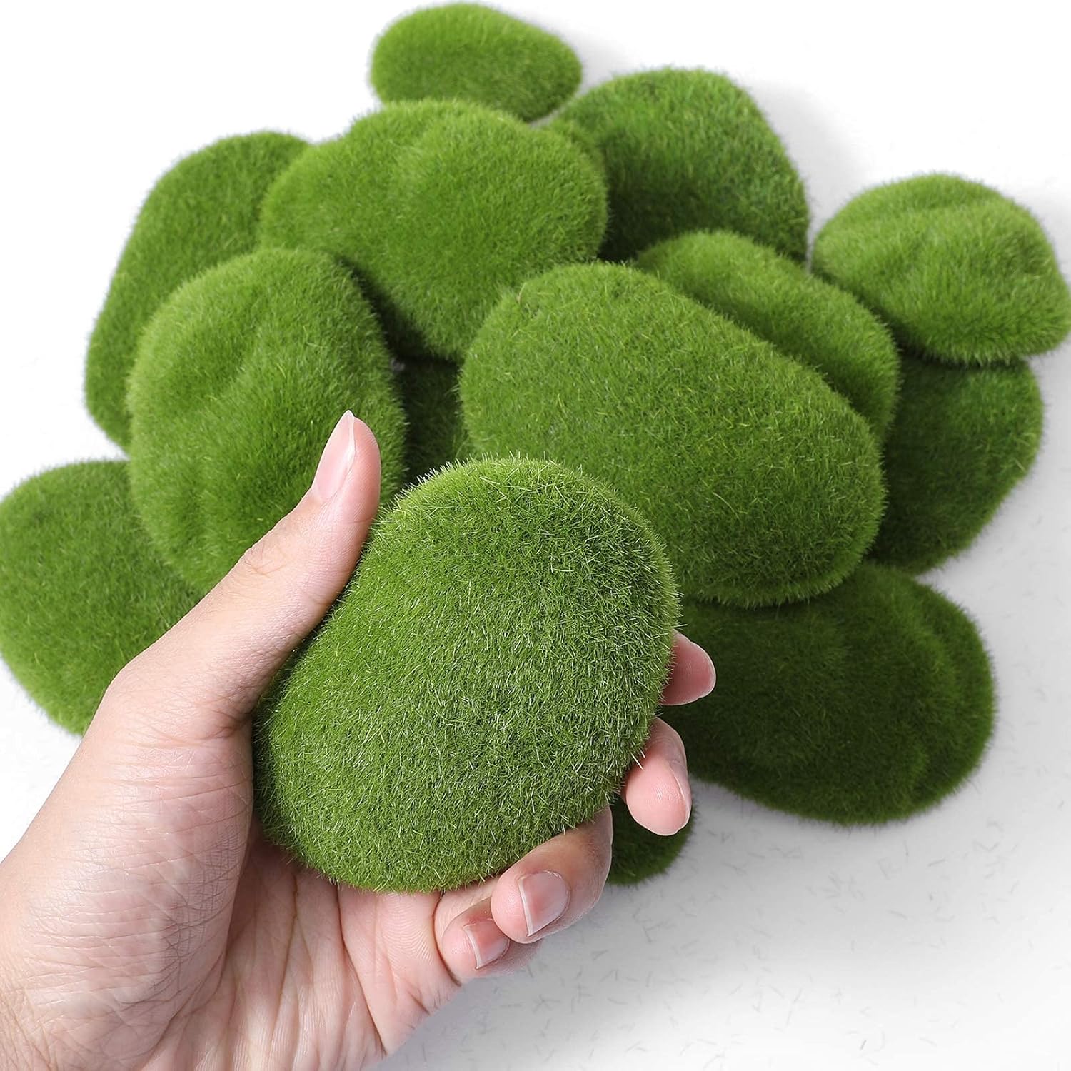 iClosam 28 PCS Artificial Moss Rocks,6 Sizes Simulation Green Moss Stones,Moss Covered Stones for Fairy Garden, Farmhouse, Plant Poted Decoration, Home Decor