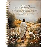LADOCK Christian Jesus Notebook, the Lord Is My Shepherd Psalm 23 Bible Verse Journal, Religious Scripture Spiral Notebook, Jesus Leaves the 99 Sheep Journal for Women, 5.5x8.3