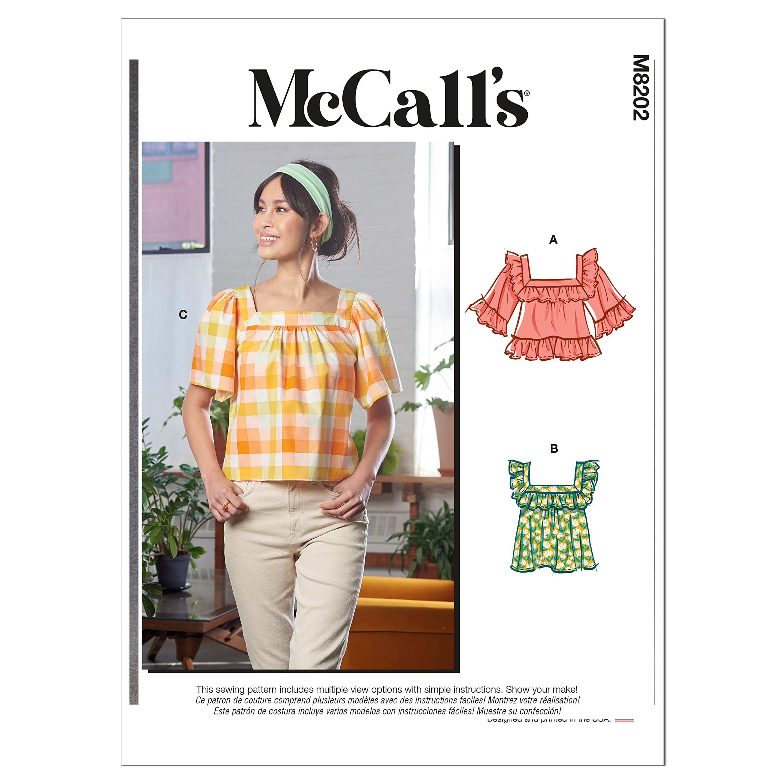 McCalls Sewing Pattern M8202ZZ ZZ (L-XL-XXL) Misses' Tops, Multi Colour