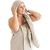 Thing Stories 100% Natural Linen Bath Towel - Lightweight Quick-Dry Absorbent Exfoliating Linen Towel - Open Weave Hair Drying Towel