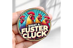 Vintage Fridge Magnet What A Fuster Cluck Roosters Logo Design -2.3inch Acrylic Round Refrigerator Sticker Retro Decor Gift P