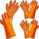 Jecery Sewer Gloves Plumbing Snake Gloves Abrasion Resistant Drain Cleaning Gloves for Men Women Plumber Tools Orange