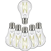 Satco 8 Watt LED A19 Clear Light Bulbs - Medium Base - 3000K Soft White - 120 Volt (6 Pack)