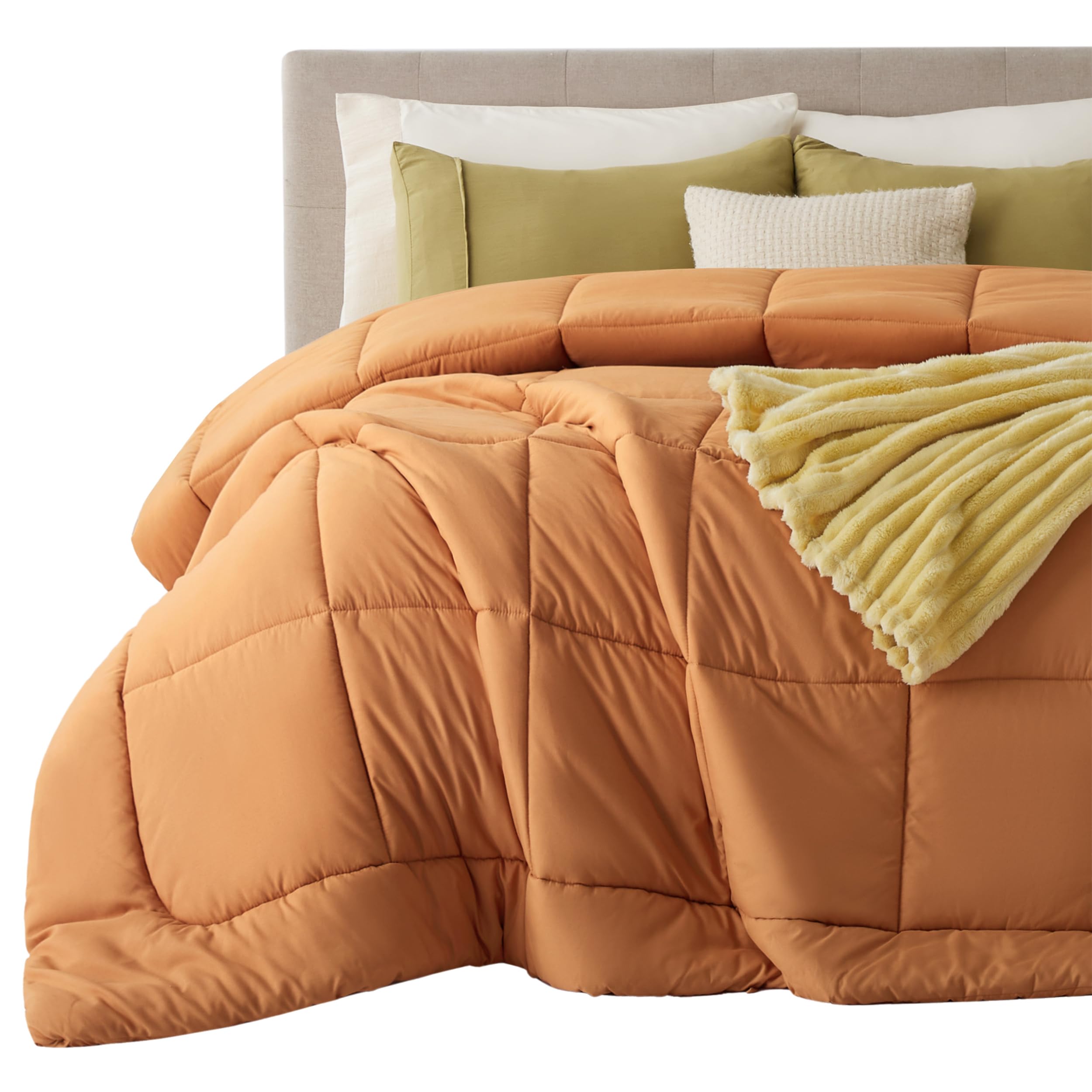 Photo 1 of Bedsure Comforter Duvet Insert - Quilted Comforters King Size, All Season Duvet, GentleSoft Down Alternative Bedding, with 8 Tabs, Gifts for Women/Men, Burnt Orange, King 90 x 102 Inches