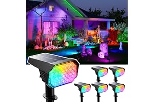 GVSHINE 6 Pack Color Changing Solar Powered Outdoor Spot Lights for Halloween Decorations, Skeletons, Tombstones, Ghost, Outside Landscape Waterproof 24 LEDs Spotlights for House Yard Tree, Garden, Statues