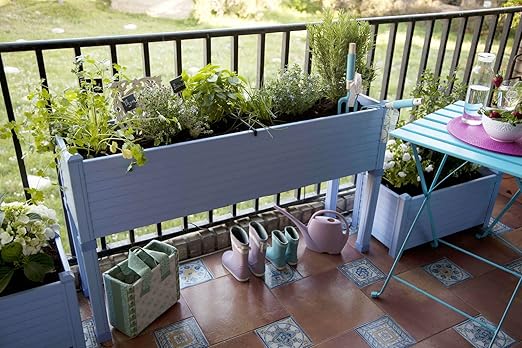 Huerto urbano GREENLAND especial balcón. 120x32x75 cm. Color:Azul ...