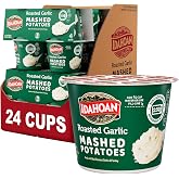 Idahoan Roasted Garlic Instant Mashed Potatoes 1.5 oz Cup, (24 count) | Real Idaho Potatoes &amp; Parsley | Rich, Creamy &amp; Fluffy | Gluten-Free | Quick &amp; Easy to Prepare On-the-Go Snack or Lunch Side