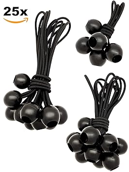LUCIAMO ® Spanngummis - die smarte Alternative zu Kabelbinder - Set aus 25 Stück - schwarz - 3 Größen - mit Kugel | Expanders