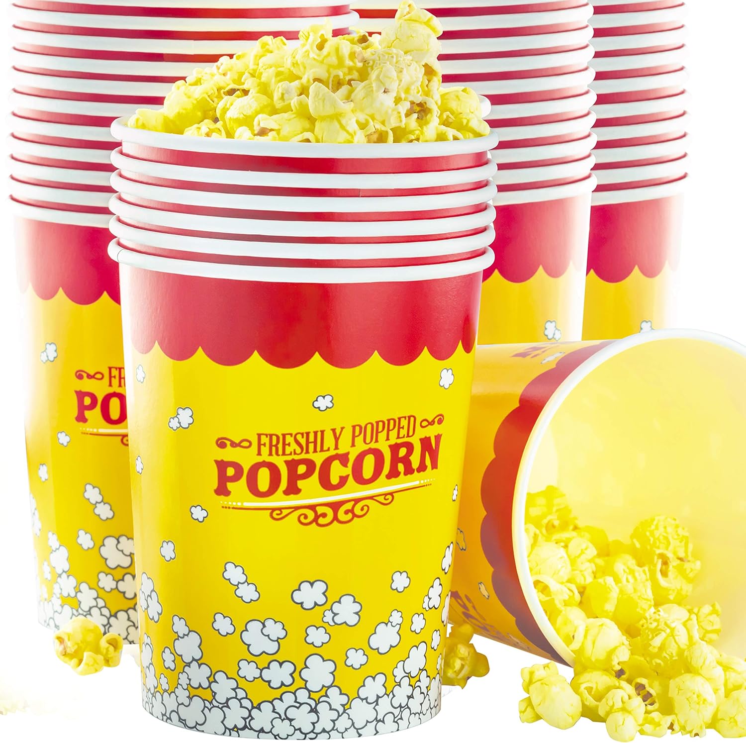 Premium Leak-Free 32 Oz Disposable Popcorn Cup 200pk By Avant Grub. Stackable Buckets With Fun Design. Great For Concession Stands, Carnivals, Fundraisers, School Events, Or Family Movie Nights.