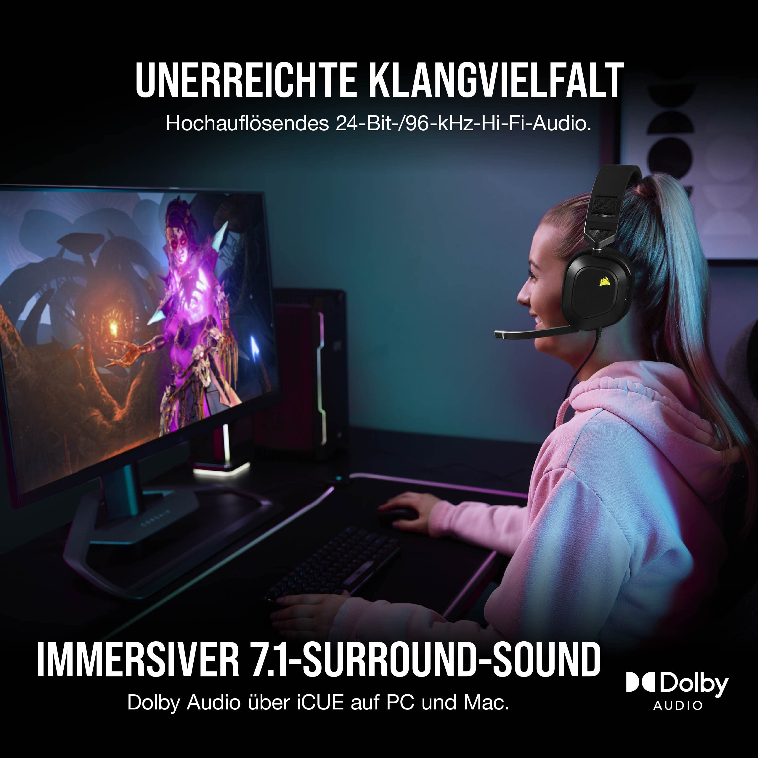 Corsair HS80 RGB USB Gaming-Headset - Schwarz 2