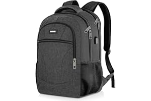 BIKROD Backpack for Men and Women, Backpacks for School Teen Boys, Colleges Water Resistant Back Pack with USB Charging Port, Sturdy Computer Bag Gifts Fits 15.6 Inch Laptop, Black