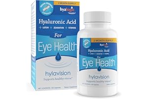 HylaVision Eye Health Supplements: Hyaluronic Acid, Lutein and Zeaxanthin Dietary Supplements for Vision Support (120 Capsules)— Vegan Formula by Hyalogic