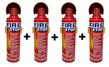 HappeStop Aluminium 500ml Fire Extinguisher Spray - Red (Set of 4 )