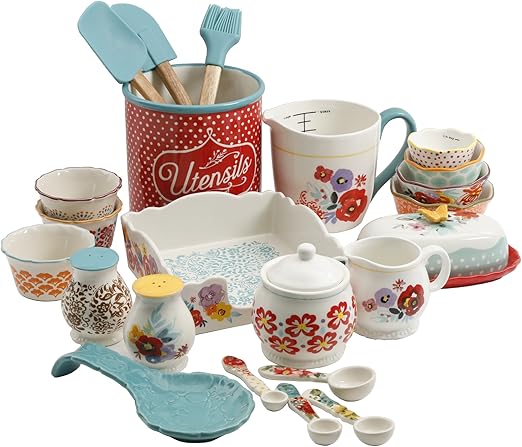 Amazon Com The Pioneer Woman Flea Market 25 Piece Ceramic Pantry