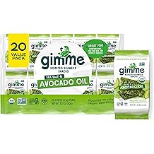 Gimme Seaweed Organic Premium Roasted Seaweed Snacks, Sea Salt &amp; Avocado Oil, 20 Count, Keto, Vegan, Gluten-Free, Great Sourc