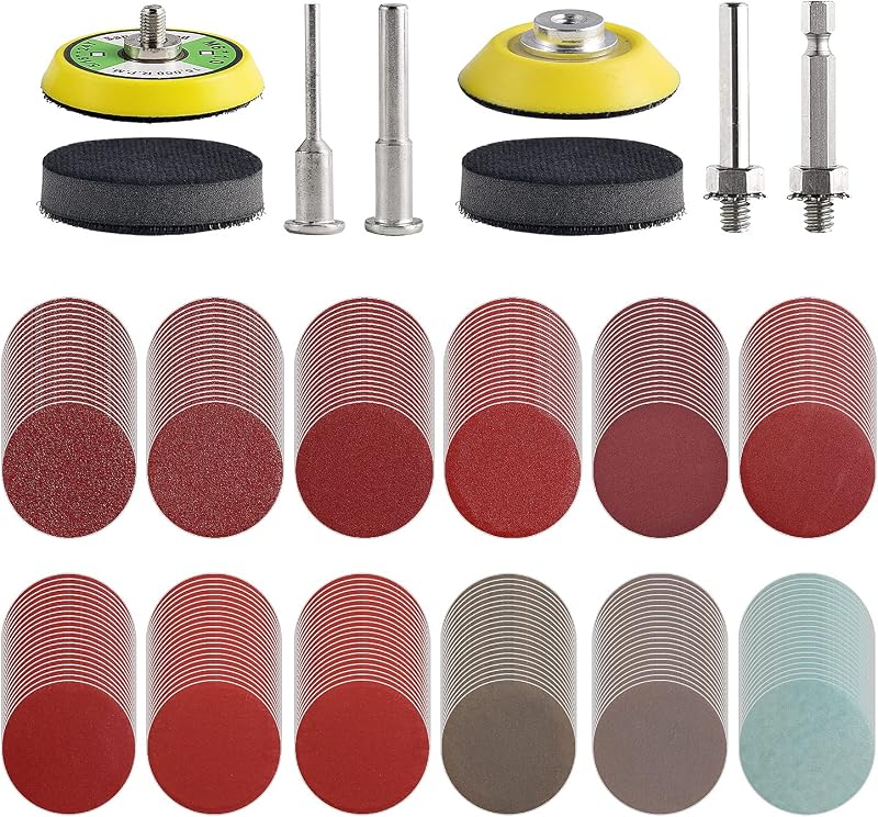 通用 240pcs 2inch Aluminium Oxide Sanding Discs Kit P80-3000 2 Shanks