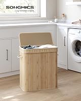 SONGMICS Laundry Hamper with Lid 100 L Bamboo Basket Removable Liner view 2