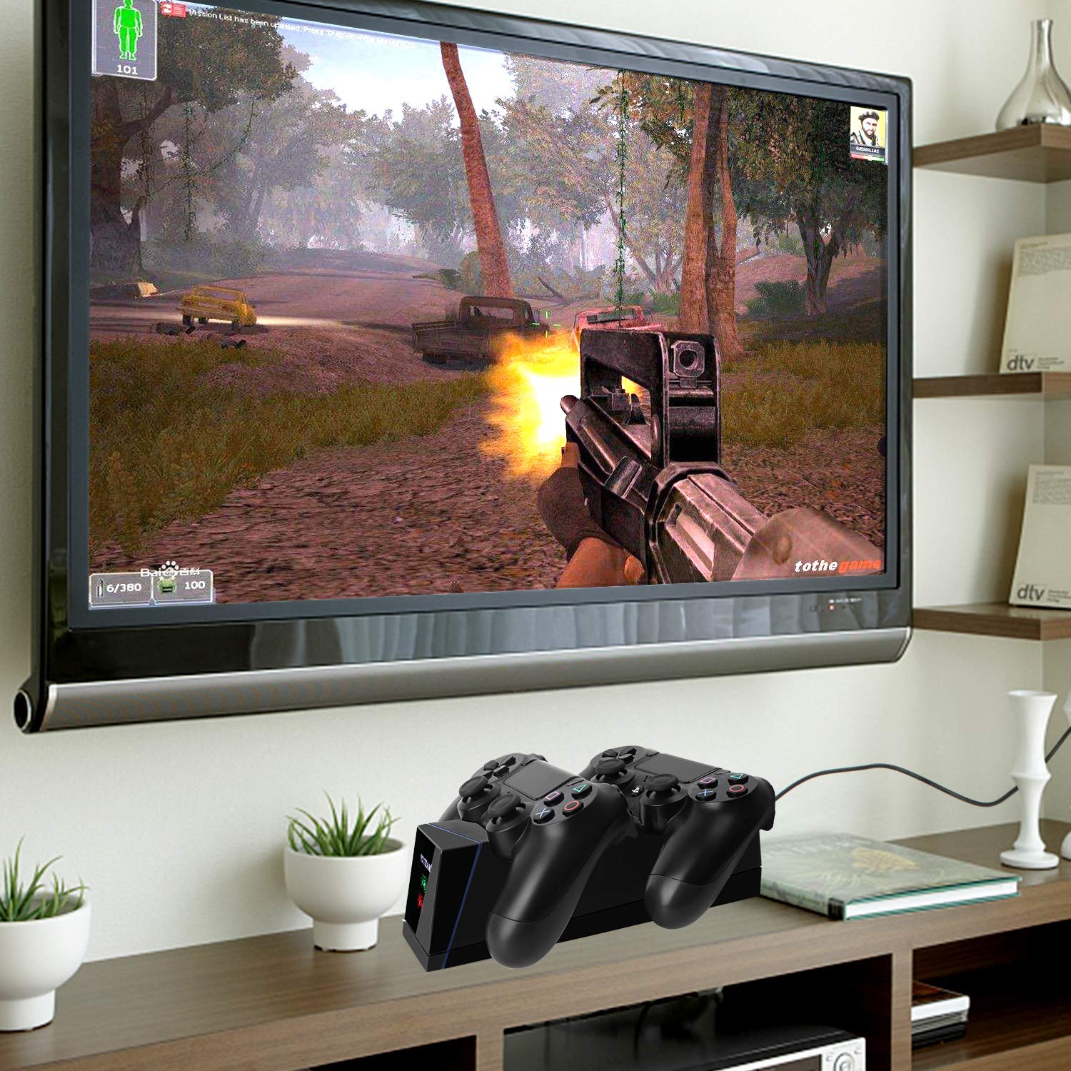 PS4 Controller Charger, Dual PS4 Modded Controller Charging Station for Sony Playstation 4 / PS4 / PS4 Slim / PS4 Pro Charging Dock Stand Station with IC-Chip Protection