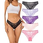 UGDUCK Seamless Cheeky Underwear for Women No Show Lace Panties for Women 5 Pack Sexy Cheeky Ladies Bikini Panties