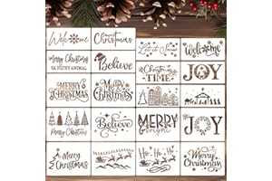 ZOSYLLEY Christmas Stencils for Card Making 4” Reusable Christmas Stencil Xmas Holiday Stencils for Painting on Wood Crafts