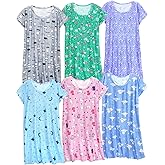 XPUDAC 6-Pack Nightgowns for Women Soft Sleepwear Short Sleeve Women's Nightgowns Print Sleepdress