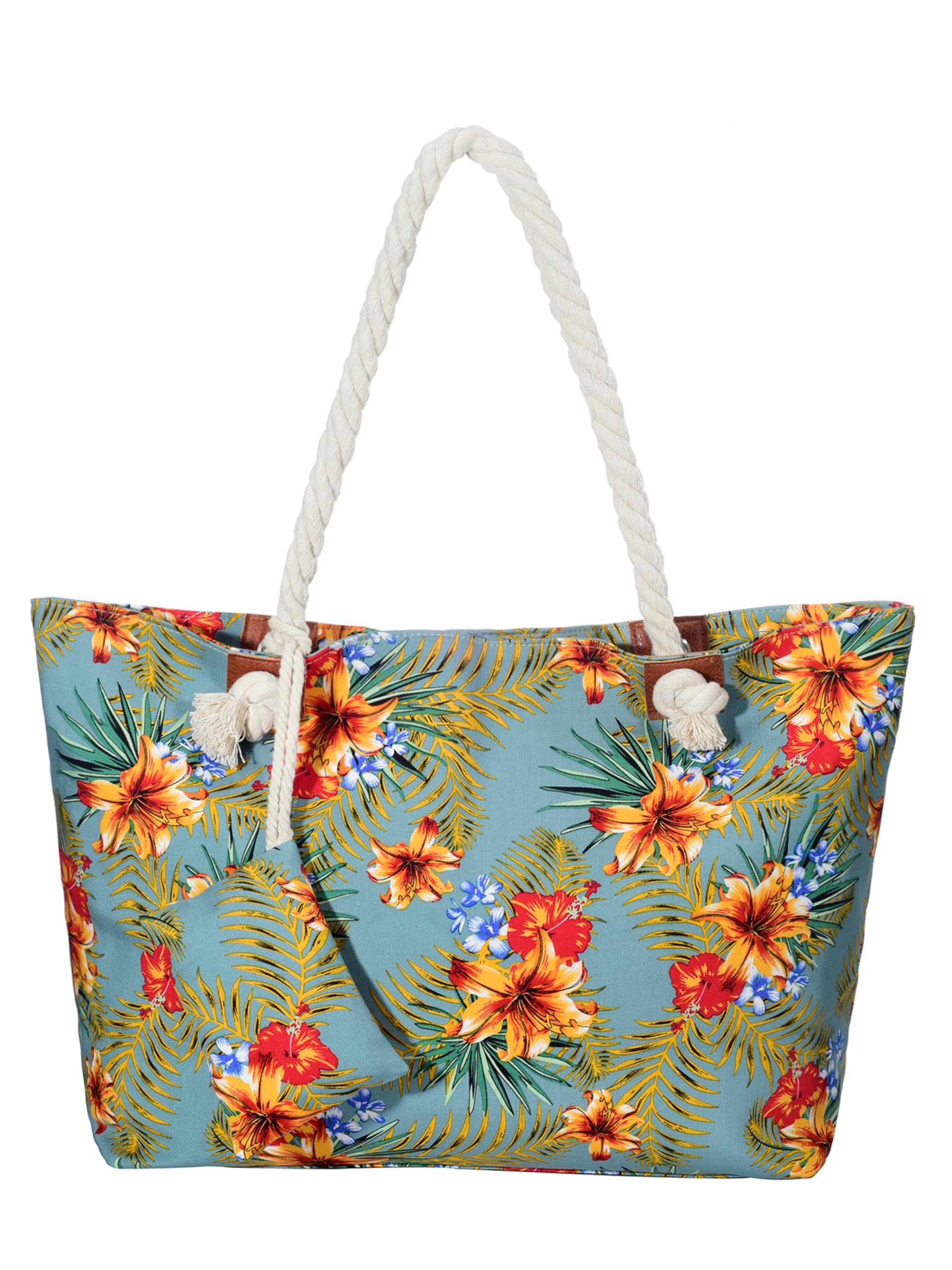DonDon Large Beach bag for women with zip Waterproof Pool bag tote beach bags Tropical Vintage — image 1