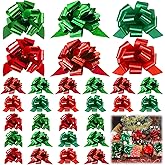 Tigeen 100 Pieces Christmas Wrap Pull Bows 5 Inch Gift Bows with Ribbon Wrapping Accessory Present Christmas Wrapping Bows for Holiday Baskets Box Decoration (Red, Green)