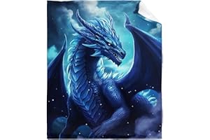 CORGI BLANKET Blue Dragon Throw Blanket for Kids Dragons Lovers Boys Girls Under 15 Adults Woman Men - Flannel Fuzzy Soft Dragon Print Merchandise Lap Blanket Sheets Gifts - 50"X40" Decor for Living Room Sofa Couch