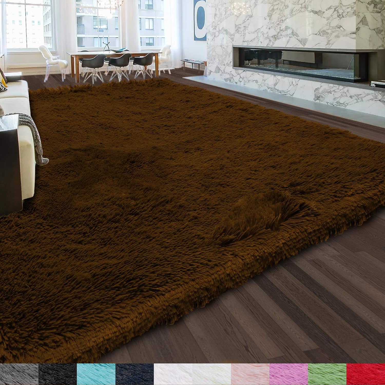 Brown Area Rug for Bedroom, 5'X7', Fluffy Area Rug for