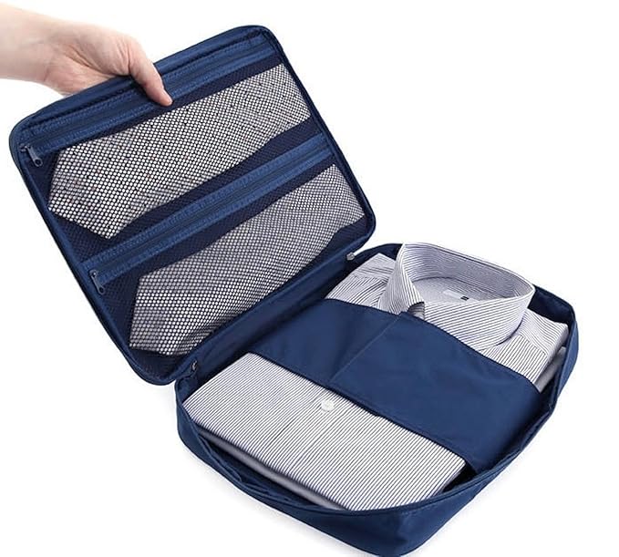 Ducomi® Cloonie - Organizador de Viaje para Camisa y Corbatas - Bolsa de Almacenamiento Resistente y Impermeable para Maletas y Ropa (Navy)