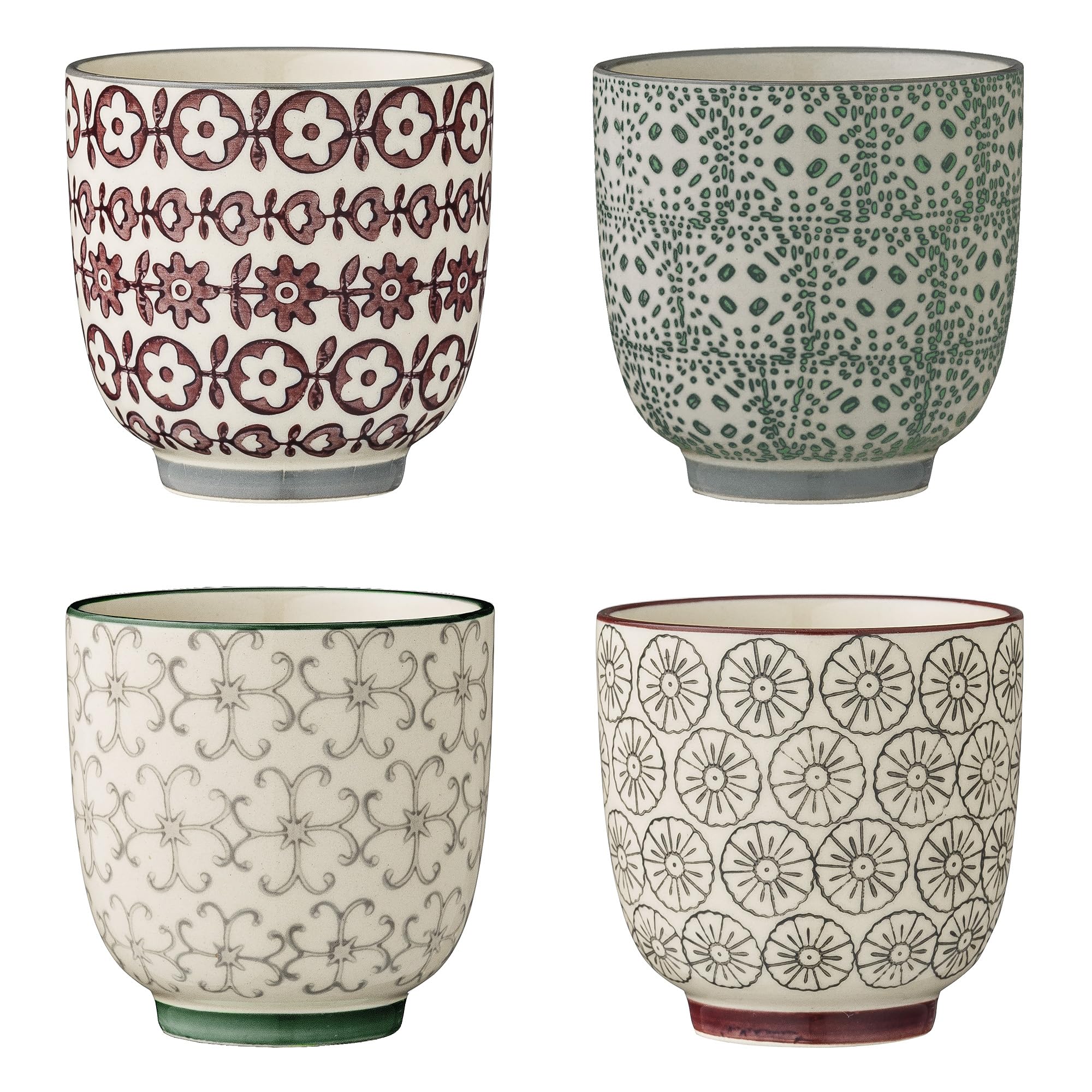 Bloomingville Karine Small Mugs Grey Green Purple Ceramic Set of 4