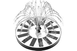 GAIZERL Solar Fountain Bird Bath Fountains Pump 2024 Upgraded 100% Glass Panel, Solar Powered Water Fountain with 8 Nozzle & 4 Fixer for Garden, Pond, Pool, Patio, Outdoor - No Battery Needed