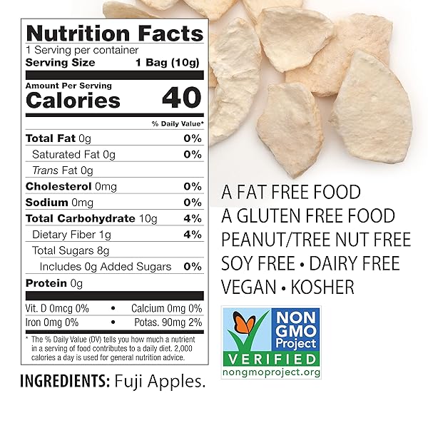 BROTHERS ALL NATURAL FREEZE DRIED FRUIT CRISPS, FUJI APPLE, 0.35 OZ (PACK OF 12), MADE WITH 100% FRUIT, GLUTEN FREE, SOY FREE, VEGAN, HEALTHY SNACK, LUNCH BOX READY | PACKAGING MAY VARY
