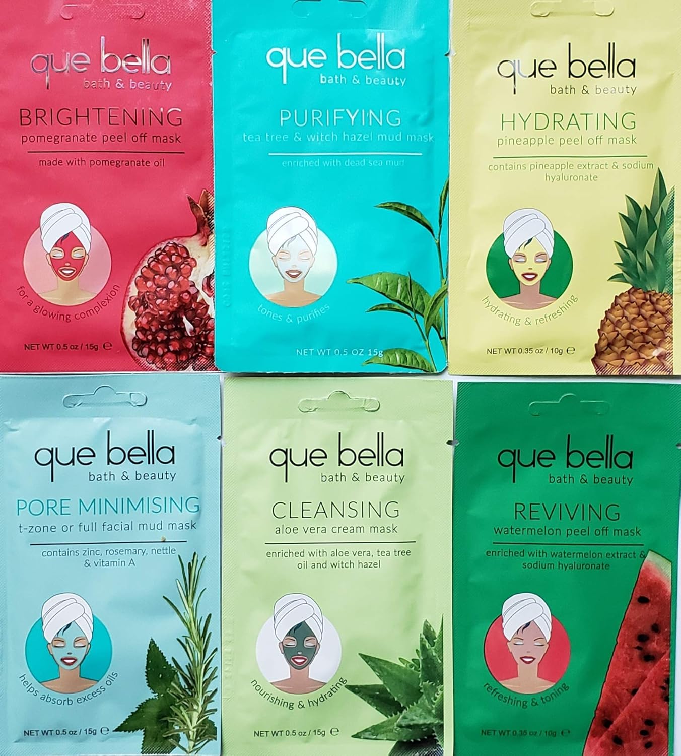 Que Bella Face Mask Pamper Me Gift Set Including 6 Popular