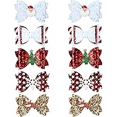 10Pcs Christmas Hair Bows for Girls in 5 Styles Christmas Hair Clips for Women Barrettes Sequined Bow Snowflake Santa Claus Elk Reindeer Cute Holiday Accessories Clip Holiday Hairpin