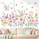 Amazon.com: decalmile Garden Flower Daisy Wildflower Grass Wall Decals ...