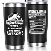 Gifts for Dad, Christmas Gifts for Dad from Daughter Son Wife, 20 OZ Tumbler Gift for Father, Men, Father in Law, Husband, Daddysaurus Unique Birthday Gift Funny Presents Boxed Insulated Cup with Lid