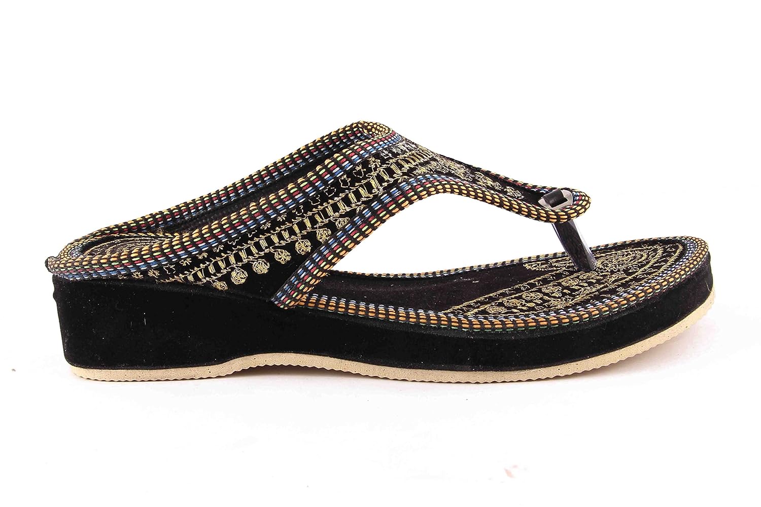 shree women's synthetic leather ethnic jaipuri work sandals