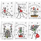SmoothNovelty 6 Pcs Gothic Christmas Skull Kitchen Towels Spooky Skeleton Christmas Tree Dish Towels 16 x 24 Inch Seasonal Winter Xmas Holiday Decorative Hand Towel for Home Bathroom Decor Kitchen