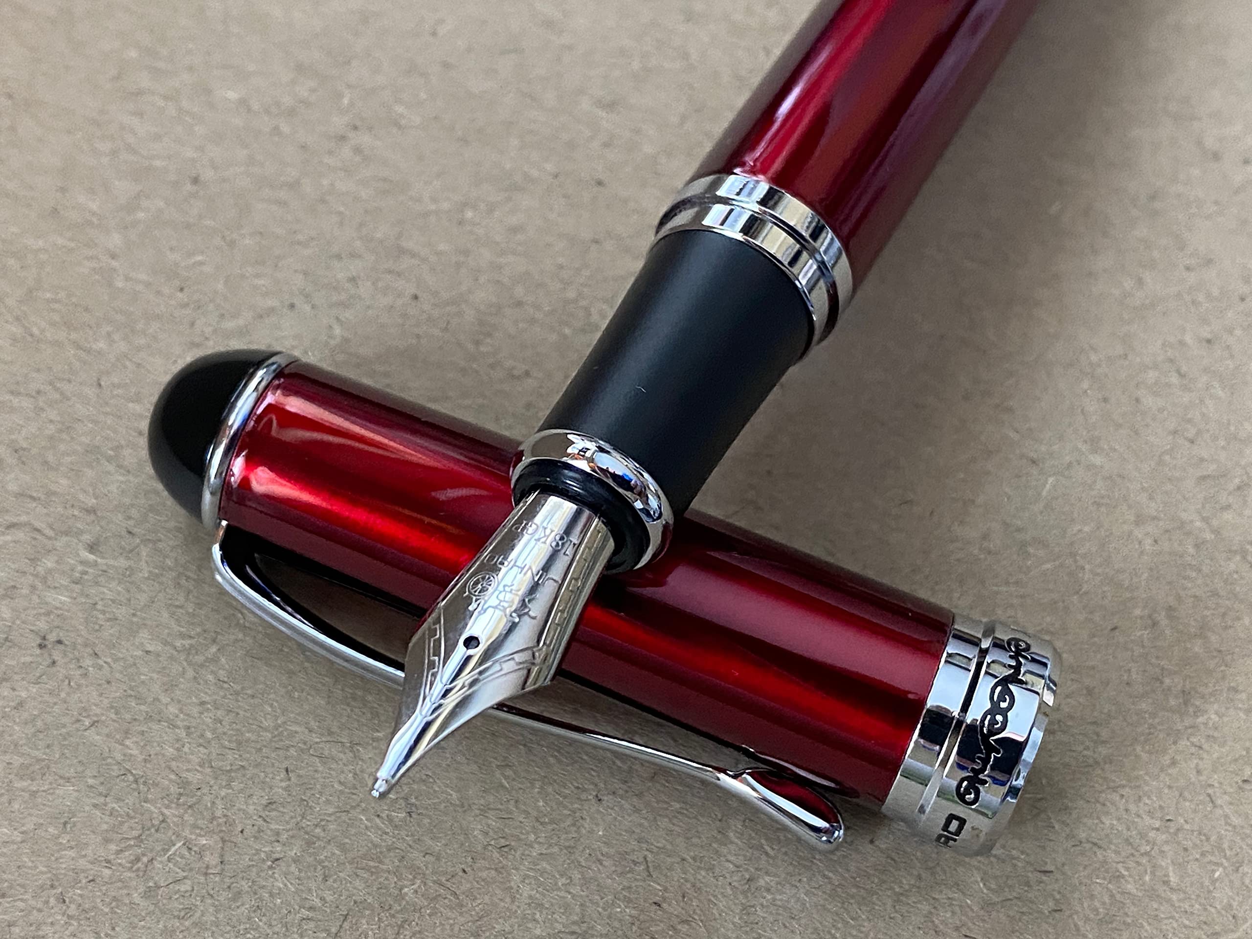 Rhapsody Jinhao x750 Fountain Pen 0.5mm Medium-Fine Nib Ink Pens (Metallic Red)