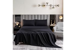 Bedlifes Queen Sheet Set- Ultra Soft Sheets-Luxury-Breathable-16 Deep Pocket- 1800 Thread Count Percale Egyptian Microfiber Bed Sheets Wrinkle, Fade and Stain Resistant Queen Size Black 4 Pieces